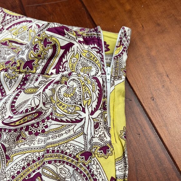 Twenty One Cream A-Line Skirt with Purple and Yellow Paisley - Picture 2 of 9